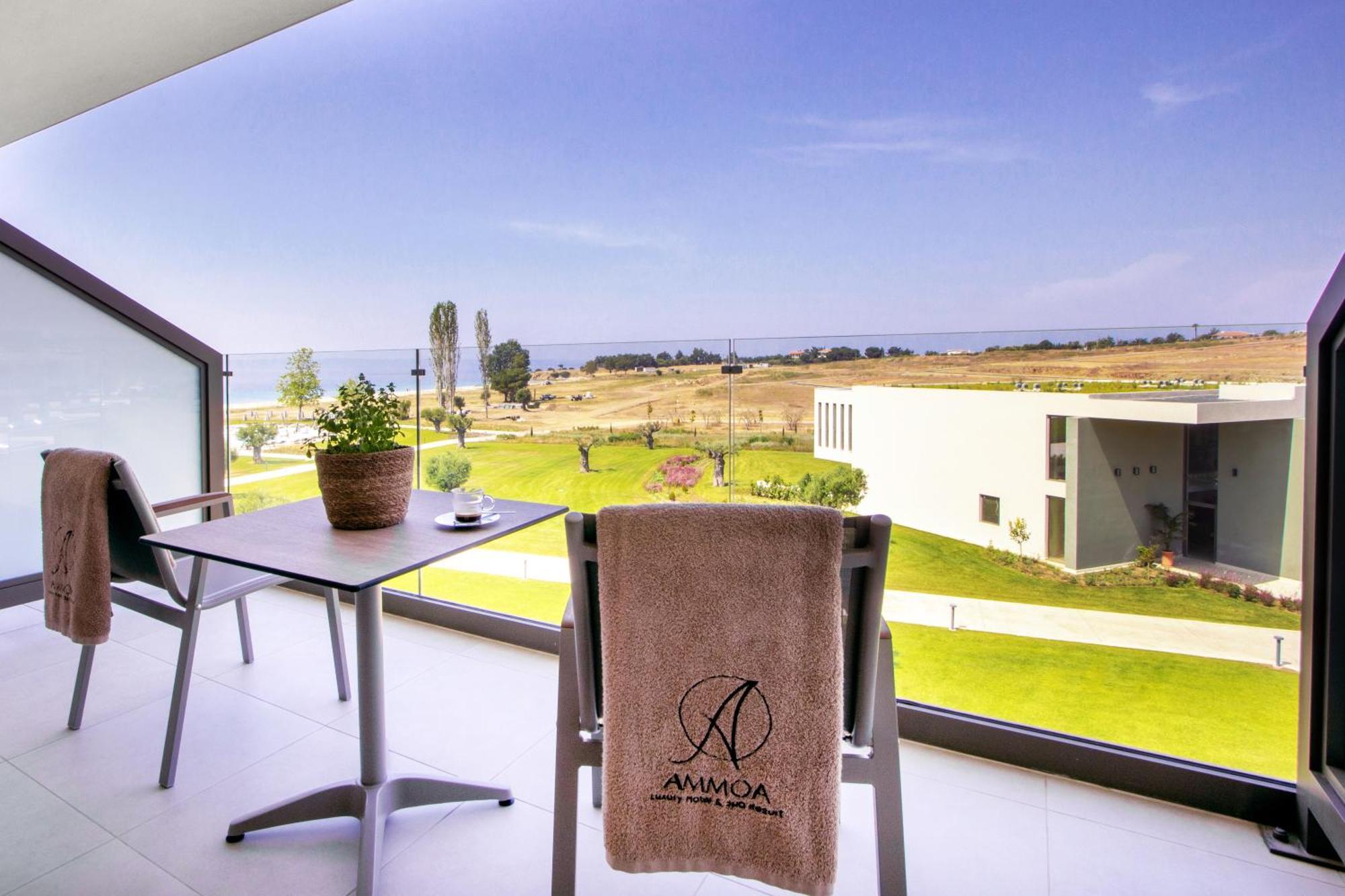 Ammoa Luxury Hotel & Spa Resort Nikiti  Exterior foto View from the balcony of a room at the Dead Sea